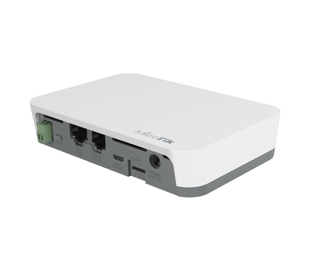 MikroTik KNOT | NB-IoT / LTE Cat-M Modem IoT Gateway, BLE→MQTT/HTTPS, Modbus→TCP, GPS, PoE-in/out, RouterOS v7