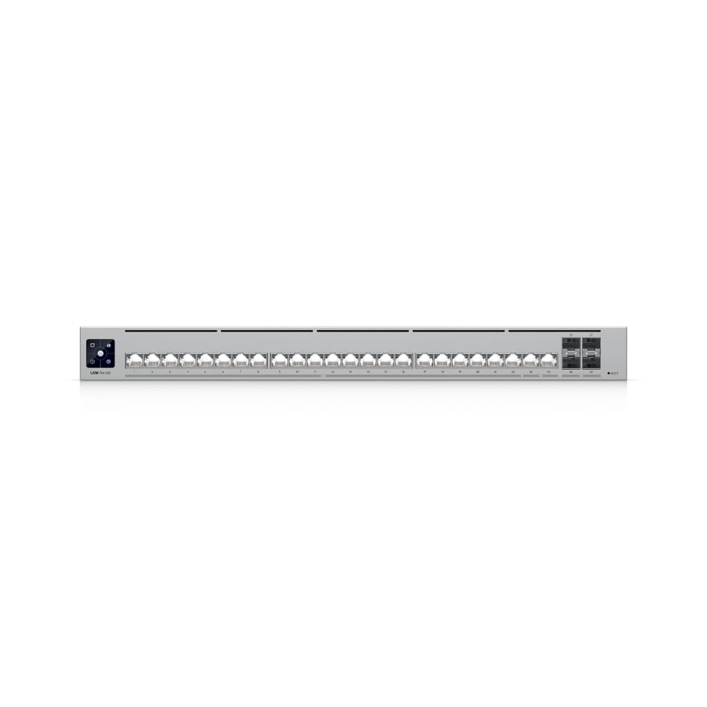 UBNT UniFi Switch Pro HD 24 PoE (USW-Pro-HD-24-PoE) — 22× 2.5G PoE++ + 2× 10G PoE++ ve 4× 10G SFP+ Layer 3 Switch