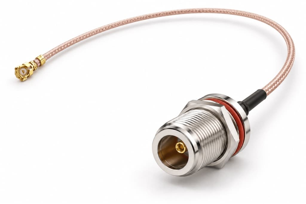 25 cm RG316 N-Female to U.FL Pigtail Kablo | 50 Ohm DC–6 GHz RF Koaksiyel Kablo
