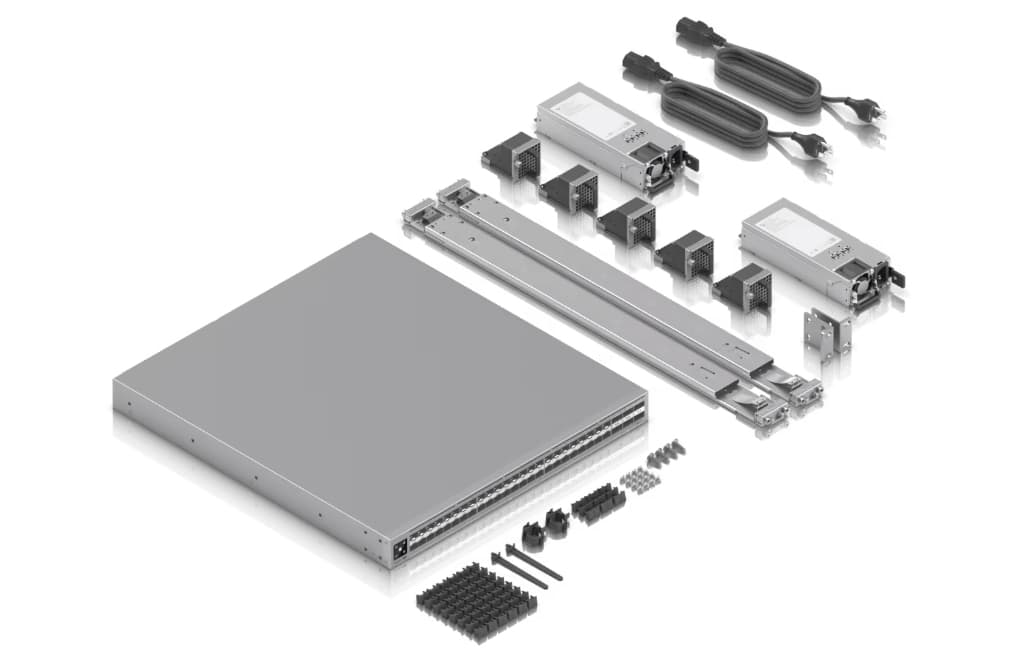 UBNT UniFi Enterprise Campus Aggregation (ECS-Aggregation) – 48× 25G SFP28, 6× 100G QSFP28 ve MC-LAG Destekli 1.8 Tbps Layer 3 Aggregation Switch