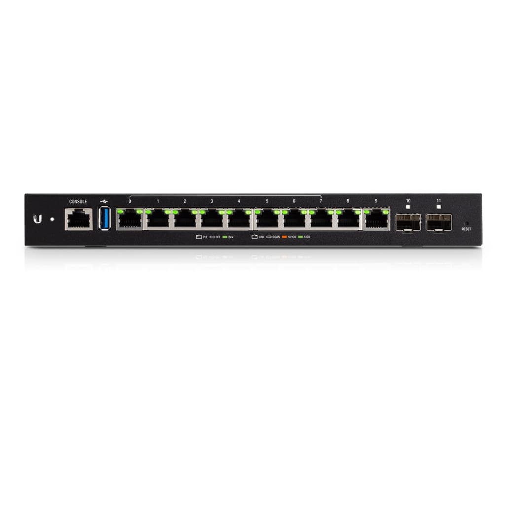 UBNT EdgeRouter 12P (ER-12P) – 10 Gigabit RJ45, 2 SFP ve 24V Pasif PoE Destekli Güçlü Router