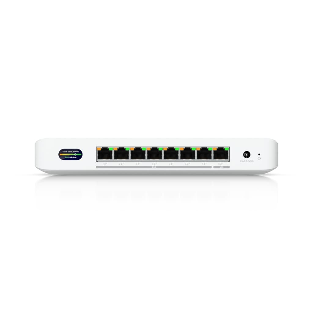UBNT UniFi Device Bridge Switch (UDB-Switch) – WiFi 7 Uplink’li 10GbE + 2.5GbE 8 Port PoE+ Switch | 0.96” LCM, 6 GHz Ready