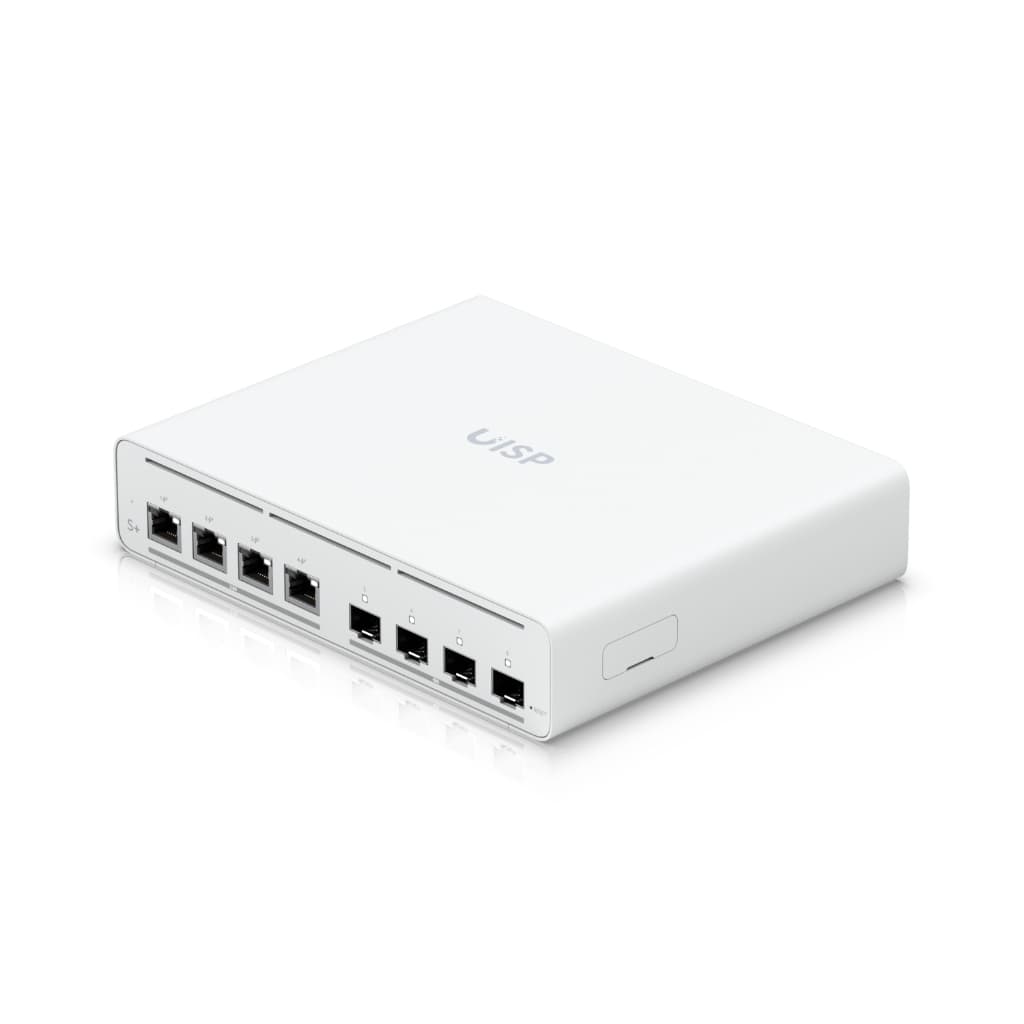 UBNT UISP Switch Plus (UISP-S-Plus) – 4× 2.5 GbE PoE ve 4× 10G SFP+ Portlu, 160W PoE Bütçesine Sahip ISP Switch