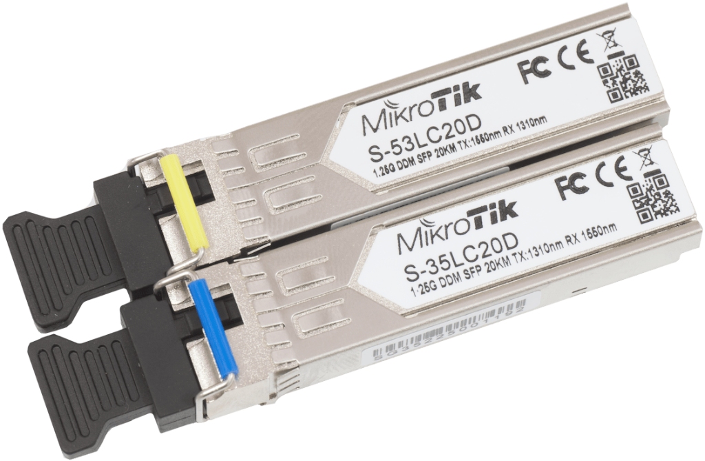 Mikrotik MikroTik S-3553LC20D — 1.25G WDM SFP Seti • 20 km • 1310/1550 nm • Single LC • DDM Destekli